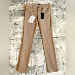 Byblos Low-Rise Slim Fit Jeans in Beige/Camel. Size 26. NWT.